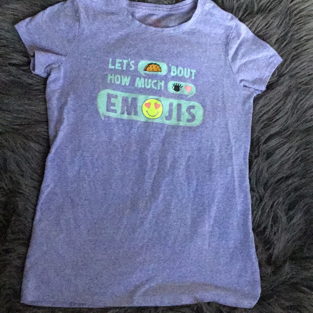 Girls purple “I love emojis” shirt